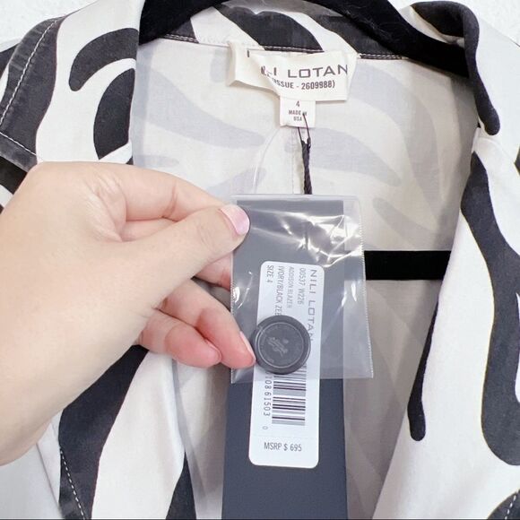 Nili Lotan Addison Zebra Print Blazer White Black Size US4 - Picture 12 of 13